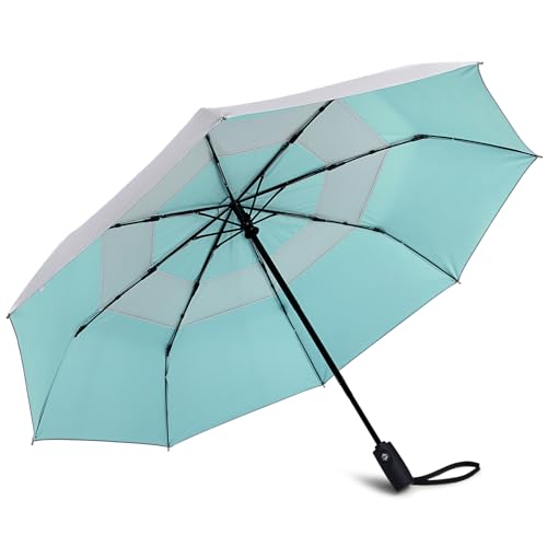 Image of G4Free UPF 50+ UV Protection Travel Umbrella 42 46 inch Windproof Silver Coating Sun Blocking Umbrella