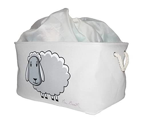 Gai Boom - Scatola per giocattoli - Scatola per giocattoli pieghevole - Cesto per giocattoli - Bambini cubo di stoccaggio per giocattoli- aperto o con chiusura borsa e maniglie - pecora 56 x 38 x 33