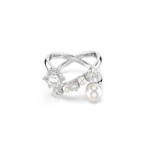 Bague cocktail Matrix de Swarovski ornée d'une somptueuse perle de cristal transparente