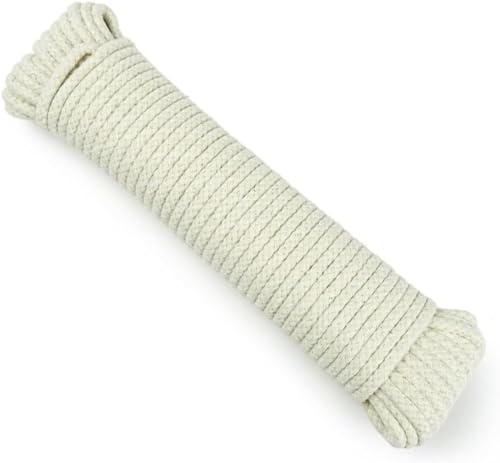 LIDOUK Washing Line Rope Outdoor Clothes Line Laundry Line Outdoors Multipurpose Braided Cotton Soft Rope for Garden, Arts and Crafts (30M)