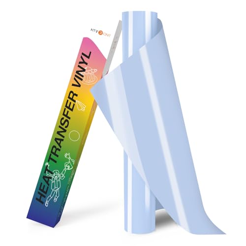 Image of HTVRONT HTV Heat Transfer Vinyl - 12 inch x 8ft Blue HTV Vinyl for Shirts, Iron on Vinyl Compatible with Cricut Cutting Machine - Easy to Cut & Weed for Heat Transfer Design (Pale Blue)