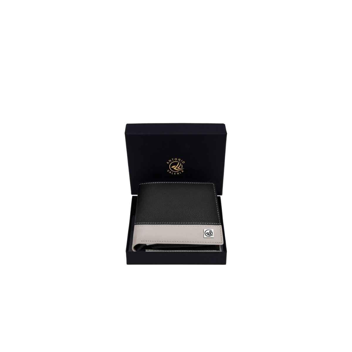 ANTONIO VALERIA Jake Black/Sand Leather Wallet for Men