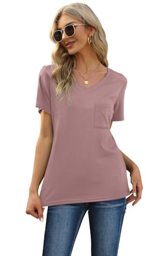 Image of RUBZOOF Women's Short Sleeve Pajama Sets with Pockets Casual V Neck 2 Piece Lounge Sets S-3XL