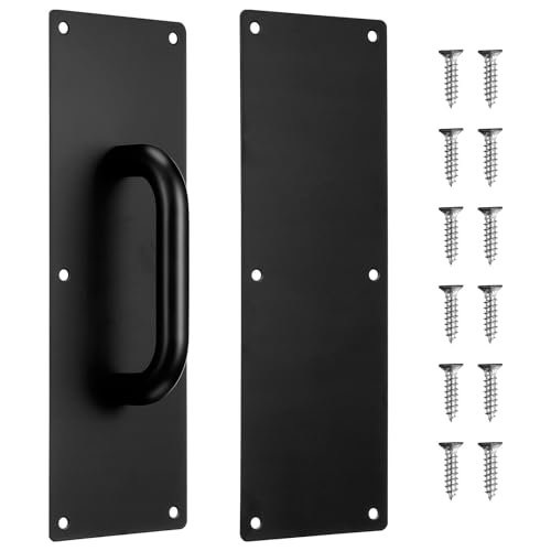 DOITOOL Placa De Empuje Puerta: Manija De Tiro De Acero Inoxidable 304 Para Puertas Correderas, Puertas Cortafuego Y Puertas De Paso - Negro Con Tornillos Incluidos