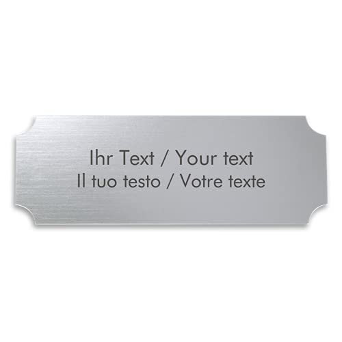 Placa para puerta personalizada en aspecto de acero inoxidable con grabado – Placa acrílica plateada metalizada, 100 x 36 mm, rectangular – Placa de timbre