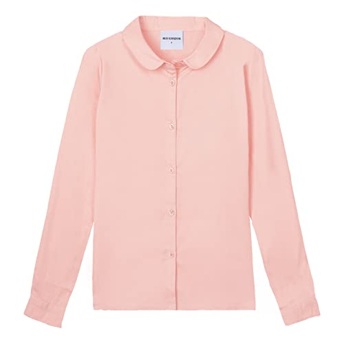 Image of Mud Kingdom Girls Dress Shirts School Uniform with Peter Pan Collar Poplin Long Sleeve
