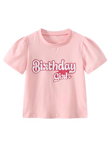 Girl Birthday Tee Shirt Cute Short Sleeve T-Shirt for Girls Cotton Tshirts 4-12 Years