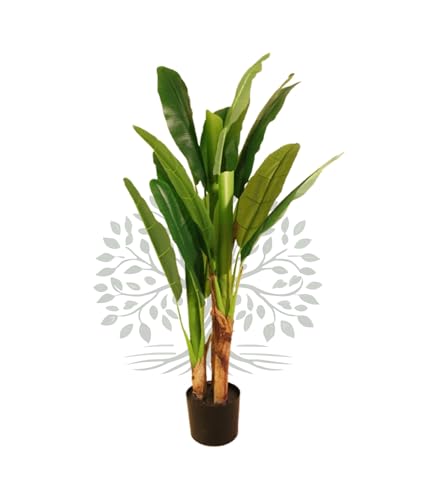 Selvavita Plantas Artificiales Decorativas - Platanera Artificial 130 cm con Tronco Natural, Arbol Artificial, Planta Artificial Realista, Decoración Hogar