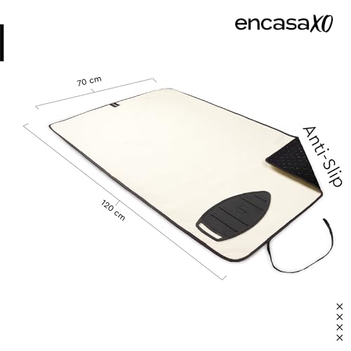 Image of Encasa XO Ironing Mat /Pad (Large 120x70 cm) with Padding, Anti-Slip, Silicone Iron Rest for Steam Press on Tabletop or Bed - Heat Resistant, Portable Travel Friendly -Natural