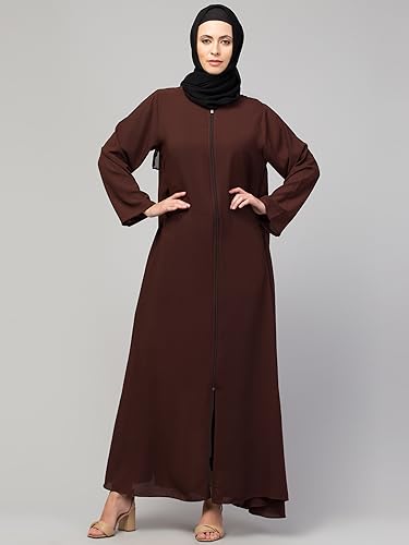 Image of Mallika Women Modest Wear Nida Matt Front Open Zipper Abaya Burkha for Everyday use