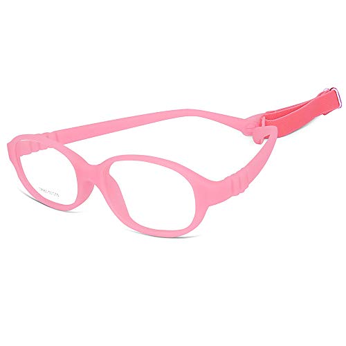 Aretes, Shoes AQWANO - Marco de anteojos ópticas para niños, tr90, flexible, flexible, flexible, de una pieza, seguro, para niñas y niños, Oval-rosa, Oval