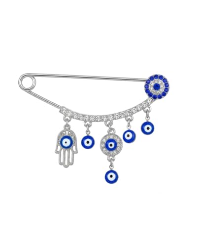 Image of Muslim AllahTurkish Evil Eye Hamsa Hand of Fatima Brooch Pins Jewelry Gift