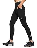 BALEAF Men's Thermal Fleece Running Pants Water Resistant Cycling Tights Outdoor Cold Weather Pockets Black M