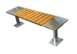 s k grill art Pure Stainless Steel Outdoor Bench with Fibre Strips