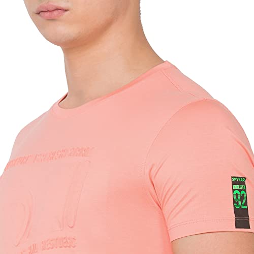 Image of spykar Men's Cotton Blend Slim T-Shirts