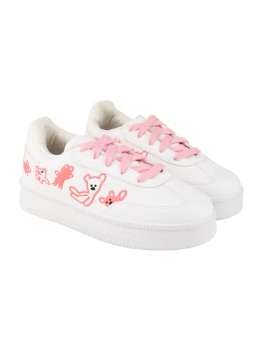 Image of Shoetopia Women's Casual Sneakers | Lace-Up Low-Top Shoes with Cushioned Sole | Trendy Daily Footwear Walking Shoes