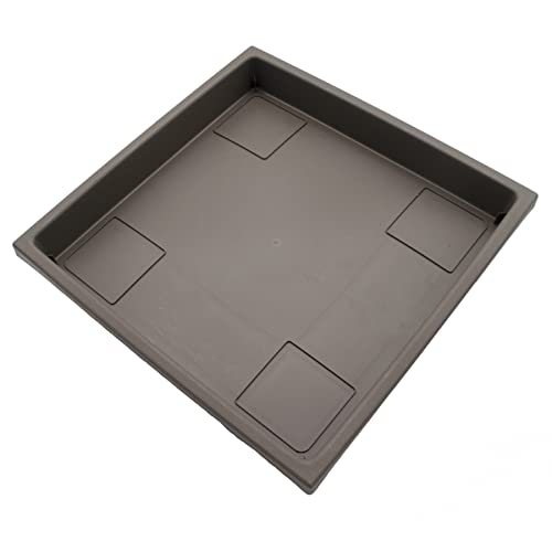 The Hc Companies 14 Inch Accent Square Plastic Plant Saucer - Indoor Outdoor Plant Trays For Pots - 14"X14"X1.8", Cappuccino #TOP1