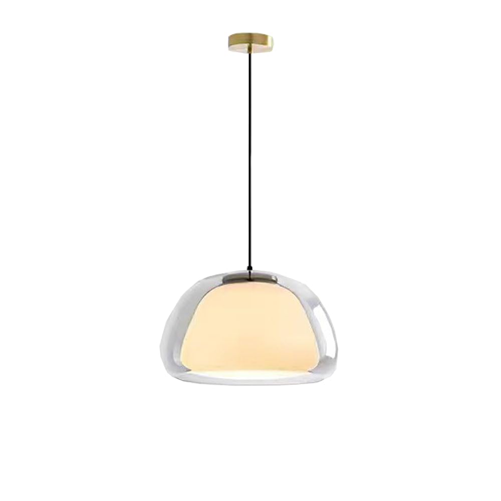 Lampada A Sospensione In Vetro A Due Piani, Stile Danese, Paralume Trasparente/bianco, E26/E27, Per Cucina/isola