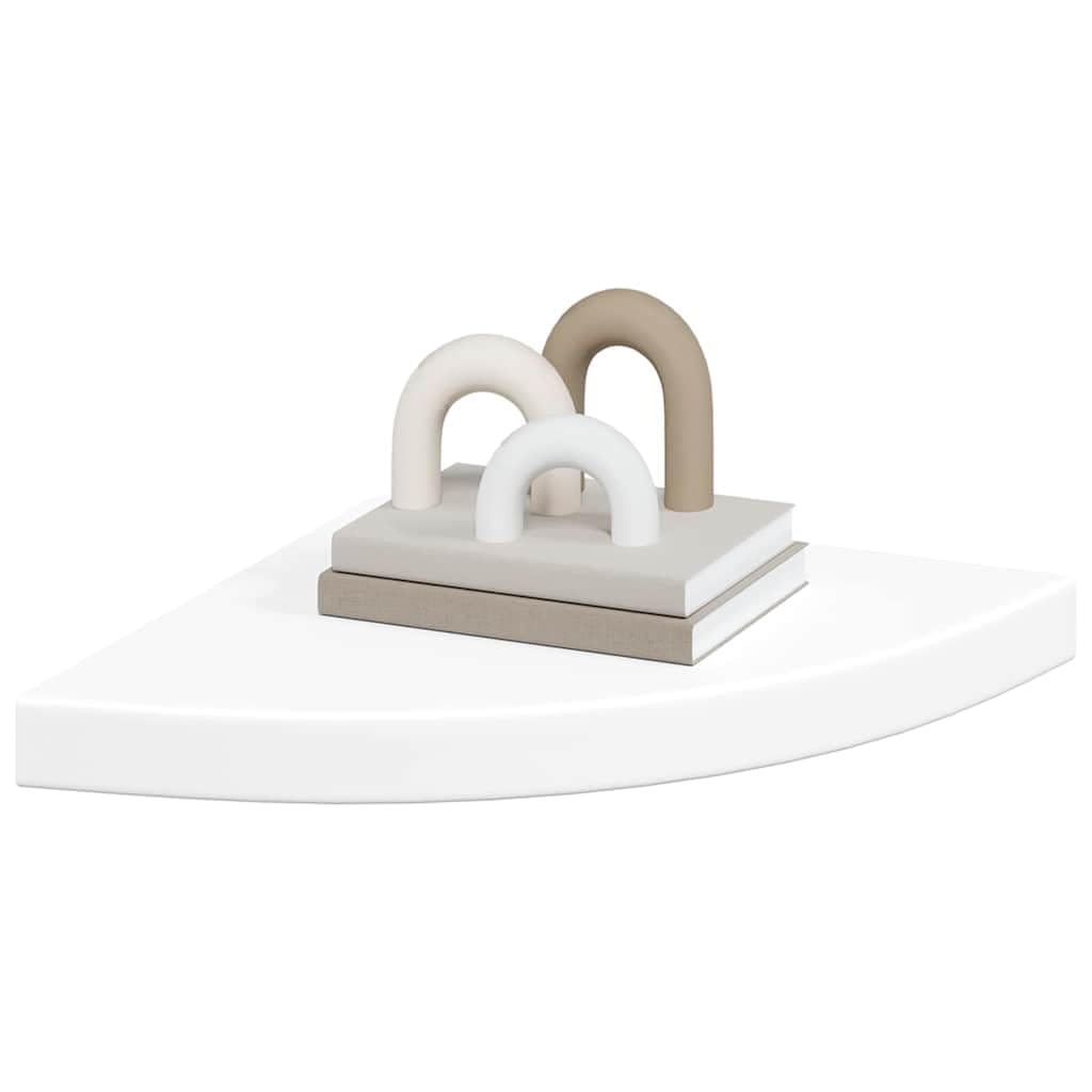 Scaffale angolare sospeso bianco, 35 x 35 x 3,8 cm, in MDF a nido d'ape e metallo, per libri, decorazione in vinile, design moderno, per soggiorno, corridoio, camera da letto
