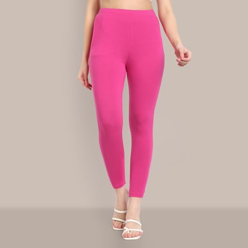 Image of ONE SKY Women Ankle Length Leggings | Premium Cotton Modal Spandex Blend | High Waist Stretchable & Bio-Washed Fabric | Colour-Lock | Ethnic Leggings for Women