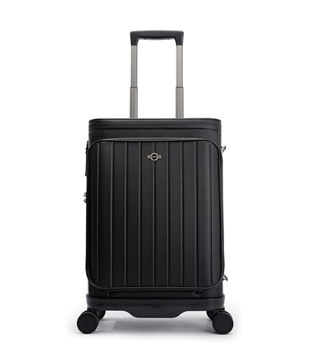 feilario 20in Luxury Hardshell Carry-On Luggage, Microfiber PC Spinner Wheels Airline-Approved Suitcase with TSA-Approved Lock for Effortless Travel (Black)