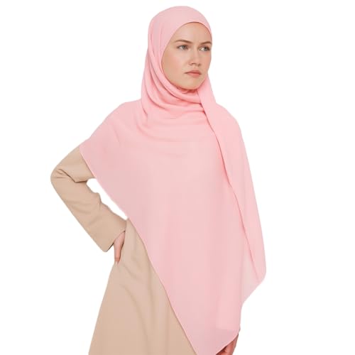 Chiffon Crepe Hijab for Women, Soft, Thick, Non-See-Through Headscarf 180x70cm, Modest Muslim Scarf3