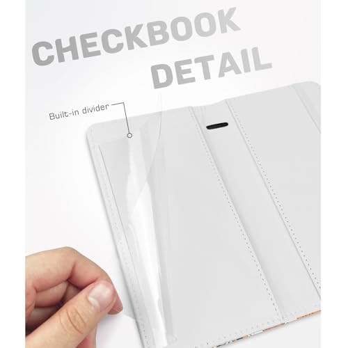 Image of Printed Checkbook Cover, RFID Blocking Checkbook, Stylish, Lightweight, Slim Durable, Multi-Functional Checkbook Holder for Personal and Business Checks (Flower-Yellow)