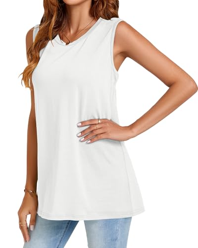 Image of Womens Tank Tops Summer Casual Sleeveless Top Loose Fit Basic Tunic Shirts