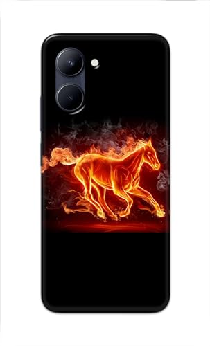 Image of PRINTFIDAA Printed Hard Back Cover Case for Realme C33 Back Cover (Fiery Horse) -112