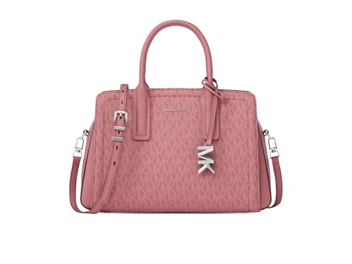 Michael Kors Laila Small Satchel, Silver-Tone Hardware/Signature Coated Twill/Rosewood