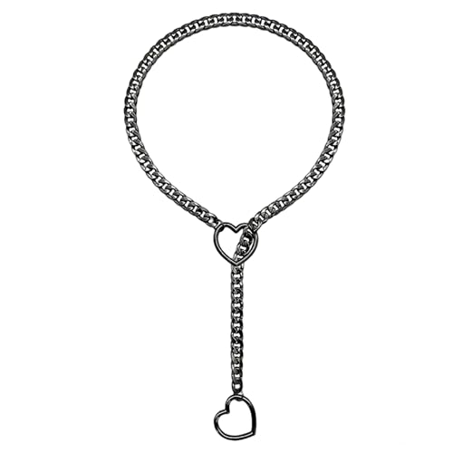 CYMYGS Necklace Chain, Adjustable Stainless Steel Necklace with Punk Rock Heart Pendant, Unisex Cuban Chain for Men & Women, Versatile Daily Wear and Party Attendance