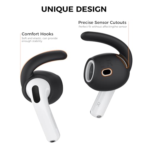 Image of AhaStyle Ear Hooks for AirPods 4th Generation (2024) Ear Covers Accessories | 3 Pairs S /M /L Added Storage Pouch, Anti Slip,Secure Fit, Comfortable Silicone Ear Tips Compatiable with Apple AirPods 4th Gen