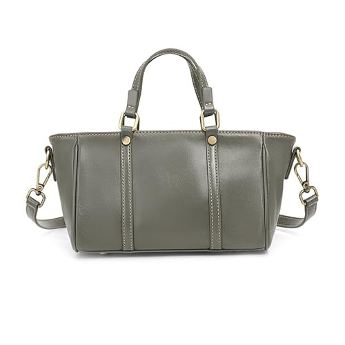 Image of Tote Bag for Women, Genuine Leather Crossbody Handbag Purse, Satchel Designer Shoulder Small Tote with 2 Shoulder Straps (Gray)