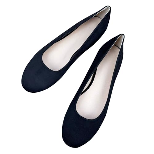 HuangTaiJi Qing Women's Round Toe Ballet Flats Elegant Female Flat Shoes Wedding Party Flats Comfortable Dress Shoes for Women Slip-Ons Loafers