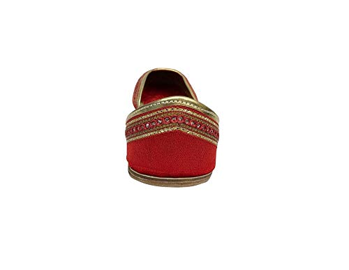 Punjabi Jutti Flat Red Wedding Shoes Khussa Shoes Indian Shoes Juti3