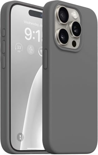 Image of DIZORO Compatible for iPhone 15 Pro Max Case 6.7, Slim Liquid Silicone Case 3 Layers Full Covered Soft Gel Rubber Phone Case Protective Cover 6.7 Inch (Titanium Black)