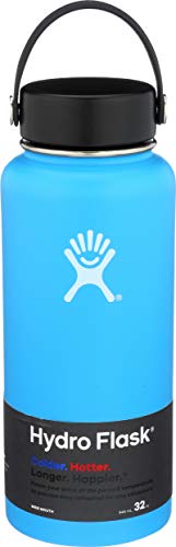 Hydro Flask Water Bottle - Stainless Steel & Vacuum Insulated - Wide Mouth with Leak Proof Flex Cap - 32 oz, Pacific