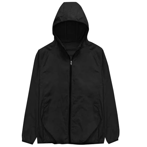 Mens Lightweight Rain Jacket Windproof Hooded Zip Up Waterproof Coats for Men Outdoor Running Travel Windbreaker