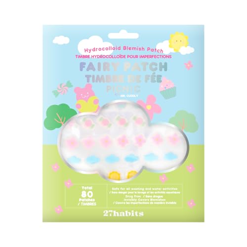 27habits Fairy Patch Picnic - fast-absorbing colorful hydrocolloid patches for spots and blemishes, 80 patches, Korean skincare