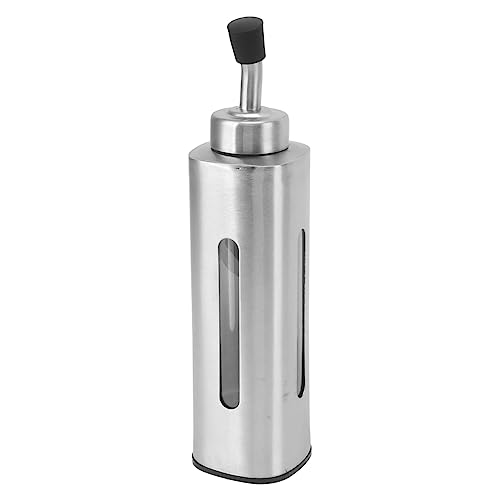Acouto Botella Dispensadora de Aceite de 220 Ml, Botella de Aceite de Acero Inoxidable, Recipiente para Salsa para de Oliva, Vinagre, Salsa de Soja, Triángulo para que la Lata Interior Transparente