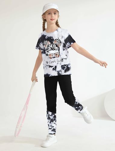 Image of Girl Clothes Cute Cool Girl Tops Splicing Pants 2 Piece Girls Summer Outfits 6-14 Years