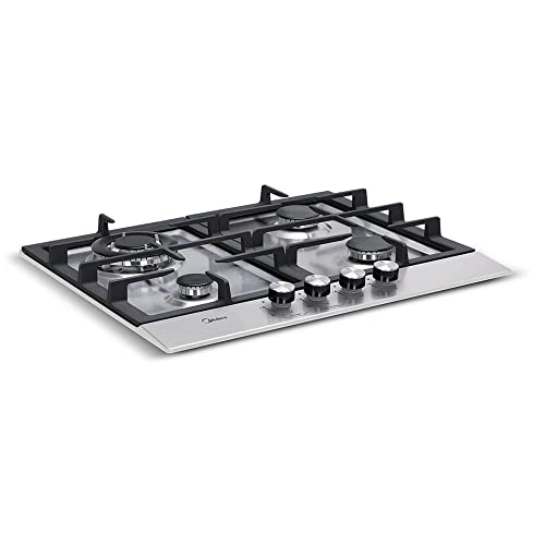 Cooktop Midea 4 Bocas Inox com Tripla-chama e Ferro Fundido Bivolt - CYA4B