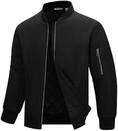33,000ft Bomberjacke Herren Wasserdichte Übergangsjacke Leichte Steppjacke | Winddicht Gefüttert Jakce Herren Fliegerjacke Pilotenjacke Sportjacke mit 4 Taschen Winterjacke für Wan