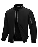 33,000ft Bomber Jacket Men Waterproof Windbreaker Insulated Puffer Jackets Sports Jackets Outwear for Motorcycle Hiking Golf Sailing Black/Dark Gray M