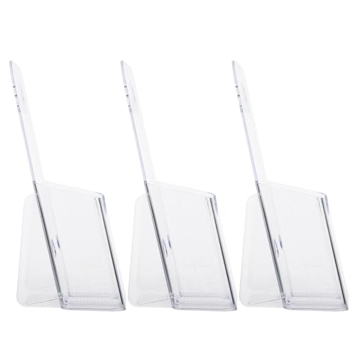 HORIALENCE 3個 対応アクリル製卓上パンフレットスタンド 透明資料ラック 書類収納ラック オフィス用ブック収納 整理整頓に