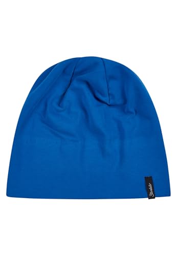 Sterntaler OCS Beanie Uni – Lässige Slouch Beanie Mütze aus Singlejersey (Bio) – Unisex Kopfbedeckung – variabel tragbar – Baby und Kinder Übergangsmütze – Kobaltblau, Größe 55