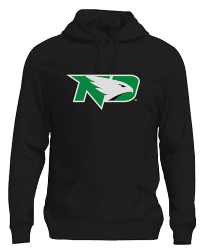 Venley NCAA Officially Licensed Apparel UND Fighting Hawks University of North Dakota Gameday Logo Unisex PPNDU005 Hoodie North Dakota01H Black Large