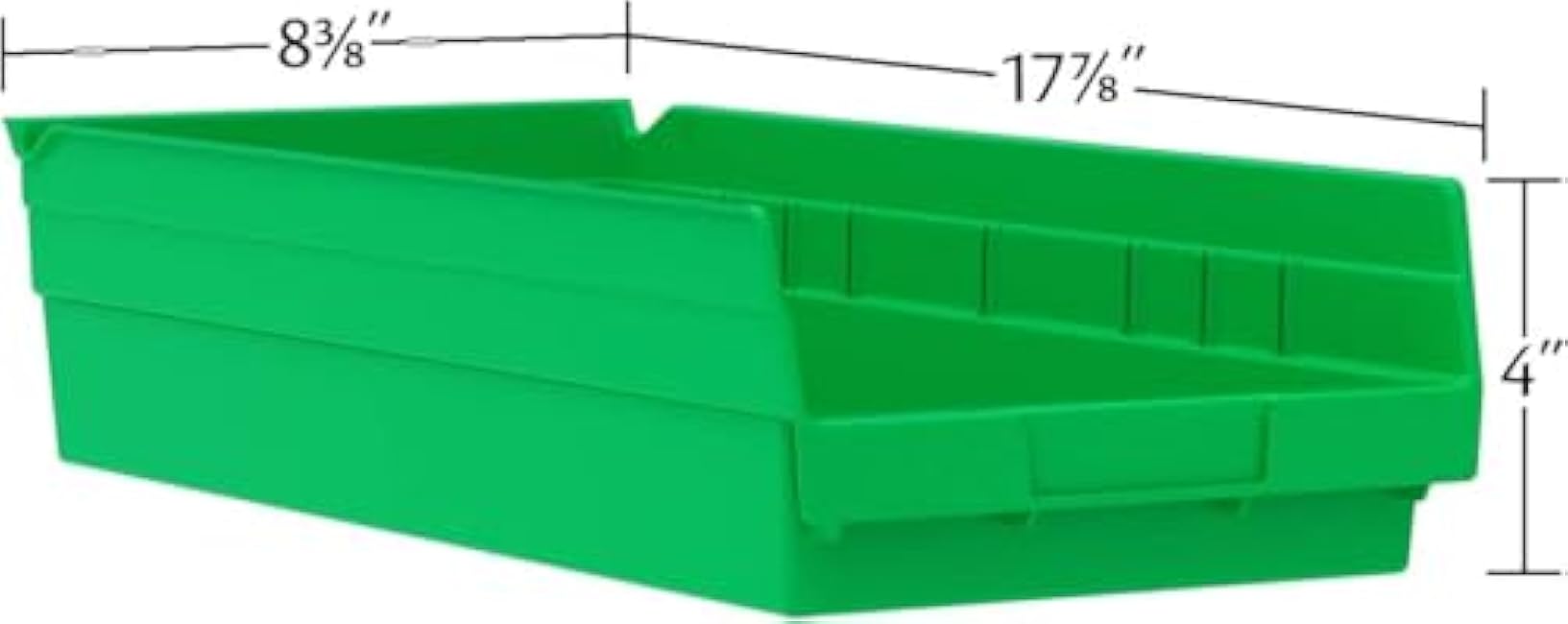 Akro-Mils 30158 Plastic Shelf Bins, Heavy Duty Storage Bins for Garage, Closet, and Drawer Organization, 18-Inch x 8-Inch x 4-Inch, Blue, 12-Pack