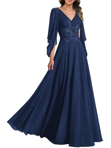 Robe de mère de la mariée grande taille 58 KIYNE en mousseline bleu marine
