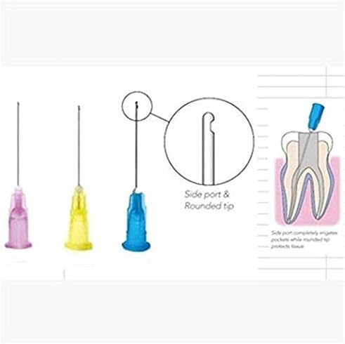100 PCS Dental Disposable Irrigation Needles Irrigation Needle Irrigation Needle tip End-Closed Side Hole (23 GA Blue)